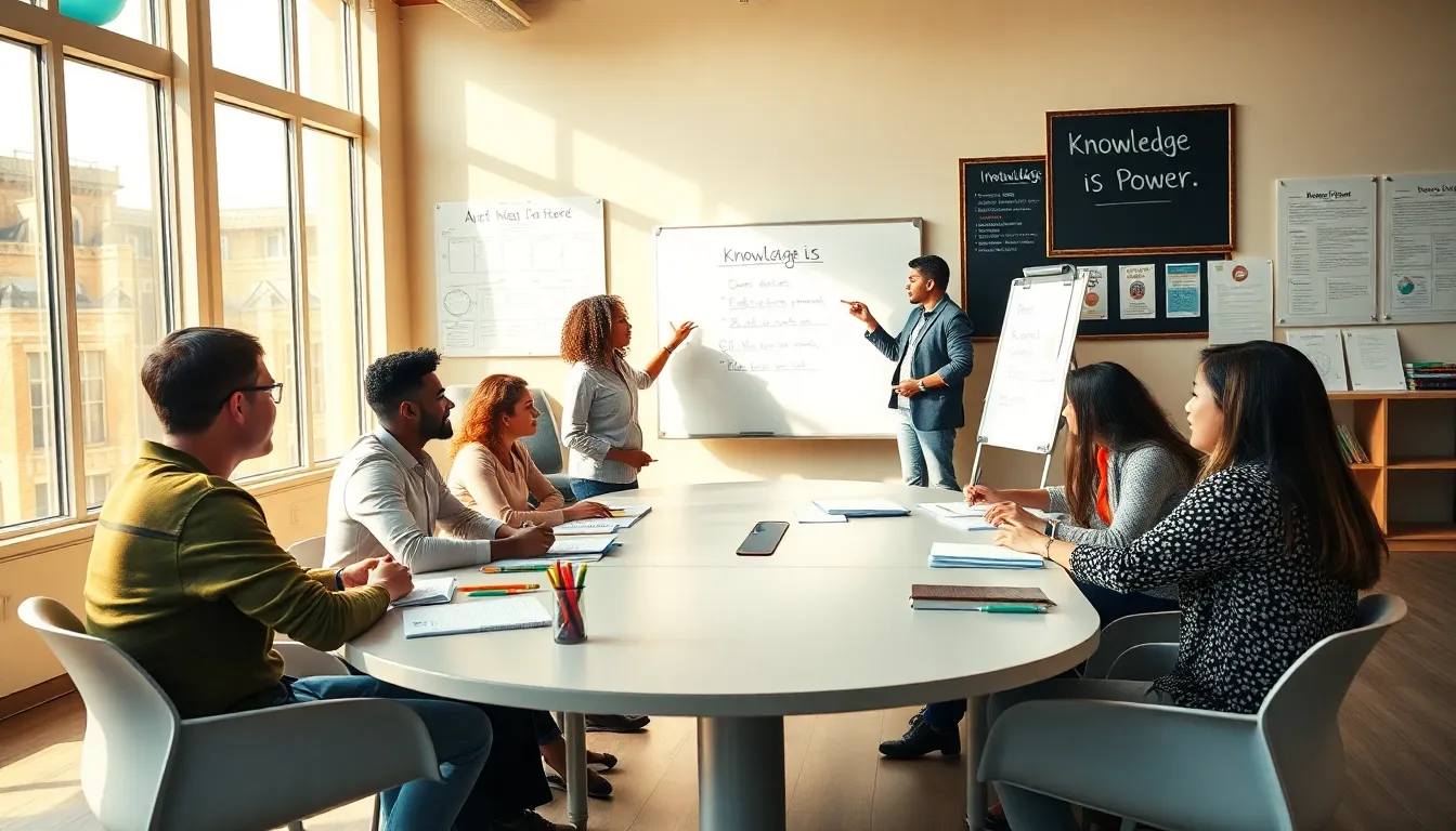 diverse students collaborating in a modern classroom.