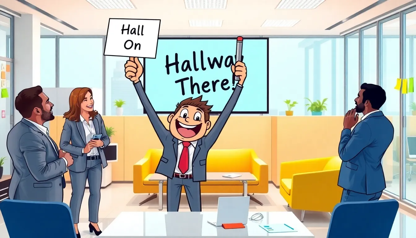 humorous meme in an office setting, promoting midweek motivation.